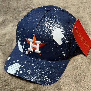 NWT - Mitchell & Ness Houston Astros Navy Blue Paint Splatter SnapBack Hat